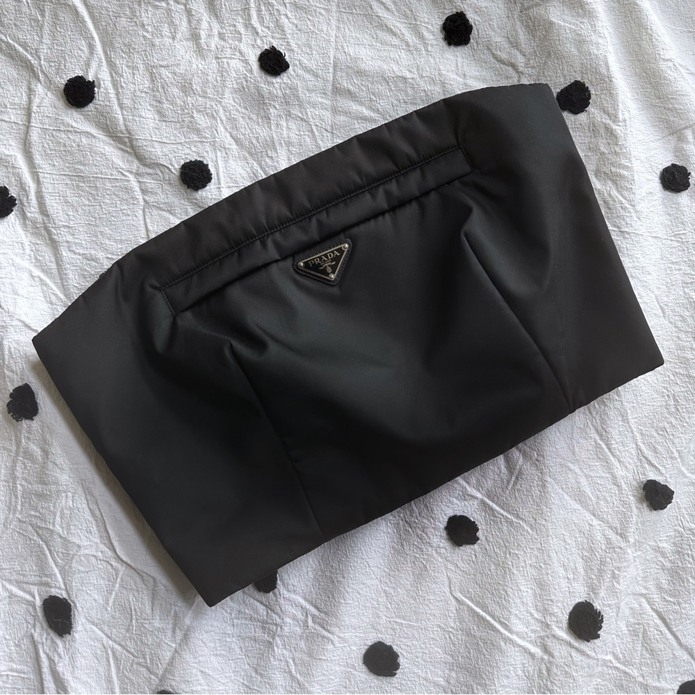 Prada Nylon Gabardine Bustier Crop Top Corset Black IT 42